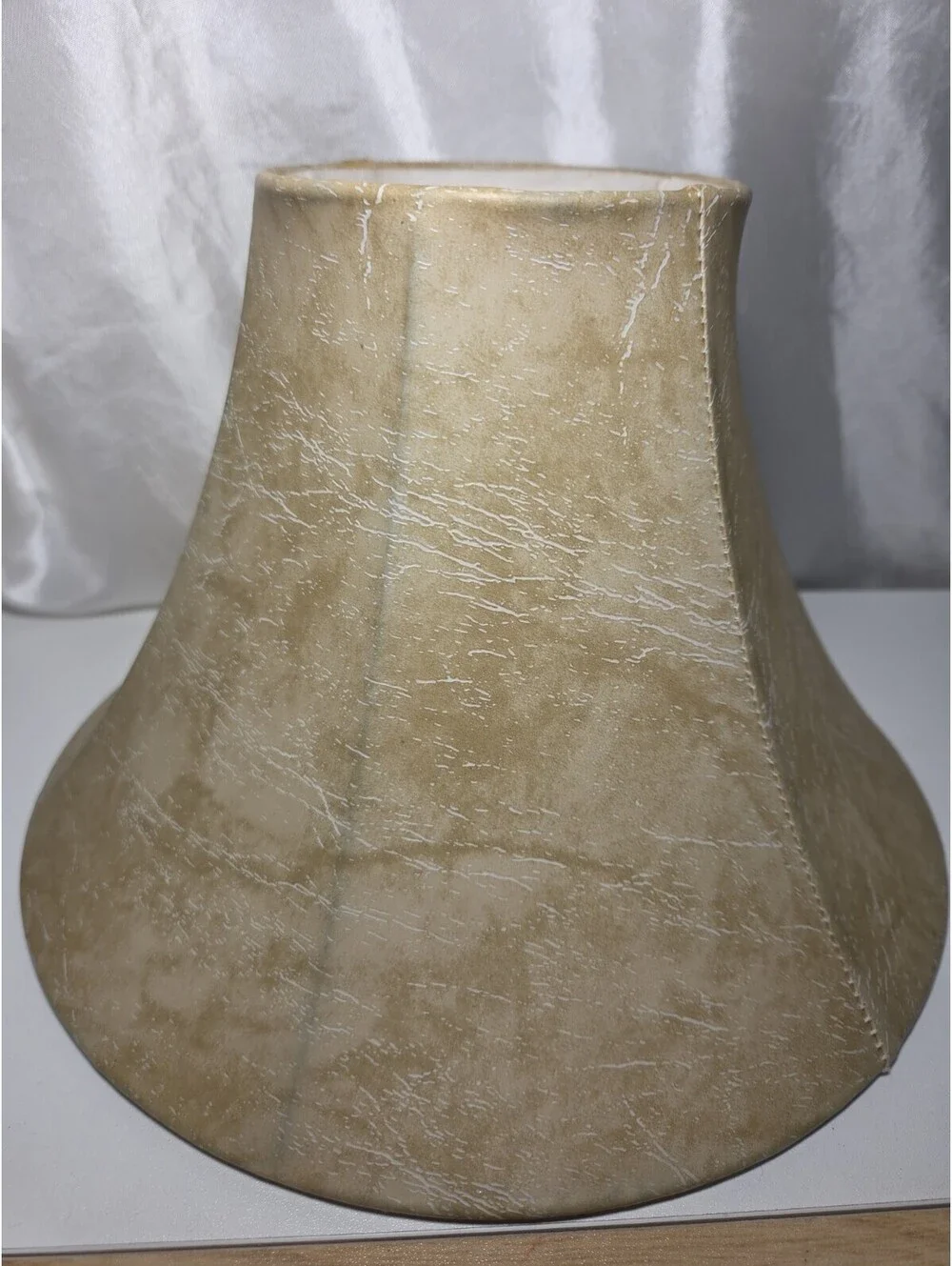 Vintage Faux Leather Tan Bell Lamp Shade Distressed 10